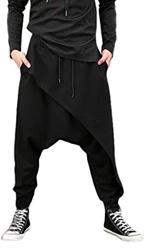 Pantalones Harem ​ Hombre Corto Talla, Negro , L