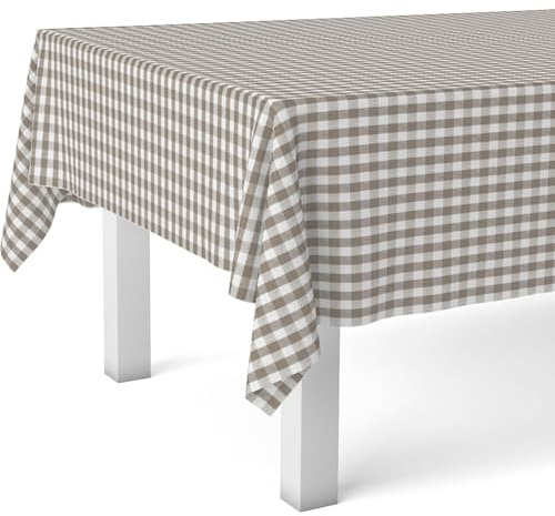ECOMMERC3 | Mantel Hule Mesa Rectangular Tamaño 100x140 cm - Estilo, Durabilidad y Fácil Limpieza para tu Mesa - Mantel Hule Antimanchas e Impermeable - Vichy Taupe