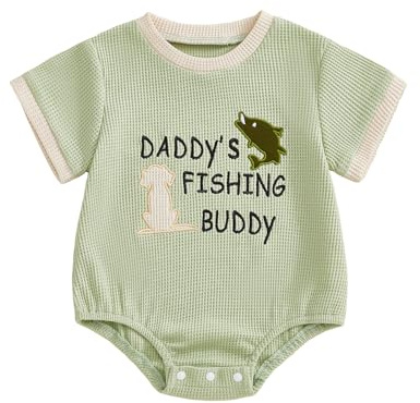 Faithtur Fish Duck Baby Clothes Cartoon Embroidery Romper Farm Baby Hunting Outfit Newborn Boy Girl Summer Clothes (Fish, 0-3 Months)
