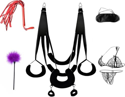 Door Sex Swing with Seat - New Leather Cushion Thick Fluff,with Adjustable Straps,Sex Door Love Slings Bondage Restraints for Adult Sex Toys for Women Men Couples(Upgrade Version) Sweater C55V