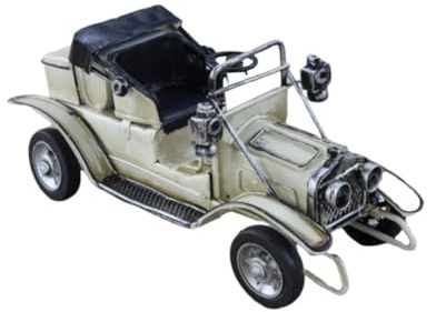 TOYANDONA Auto d'Epoca in Ferro Bianco, Decorazione retrò per Vetrina o Bar, da Collezione in Metallo Artigianale