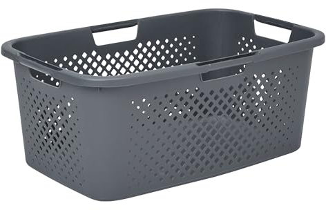 SUNDIS | Panier à Linge Pixel - 40 Litres Gris - 4 poignées ergonomiques - Design moderne et ajouré - 4006001