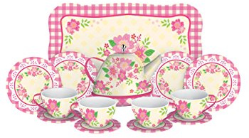 Schylling Fancy Tin Tea Set , Red