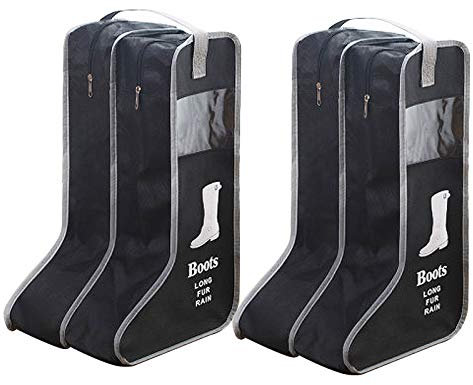 2 Stück Tragbare staubdicht Stiefeltasche Schuhtasche, Reißverschluss, hohe Stiefel-Organizer, Schutztasche mit Griff für Zuhause und Reisen (schwarz)