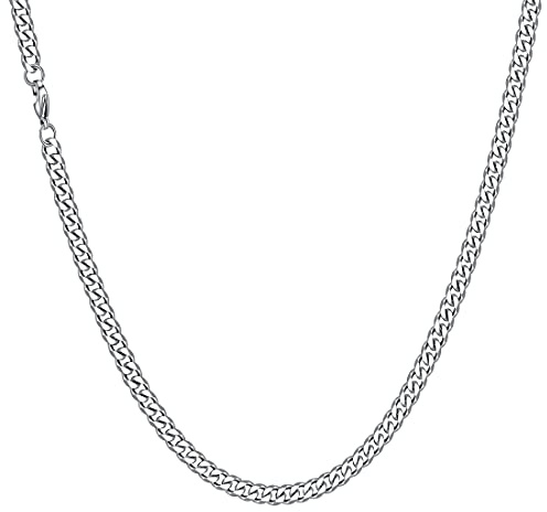 HSWYFCJY halsband för män 6 mm/9 mm kubansk kedja män silver pansarkedja halsband robust rostfritt stål kubansk länk kedja halsband kedja längd 45/50/55/60 cm, 61 centimeters, Edelstahl, Silver