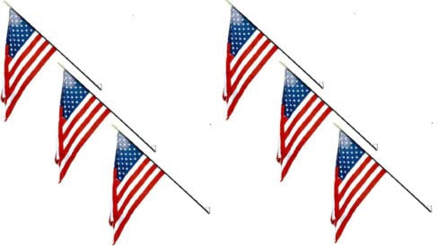 6 PACK USA School Classroom 16X24 Stick Flag SET Steel Wall Bracket (3FT STAFF)