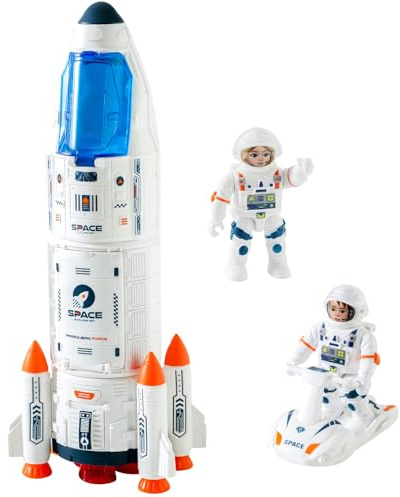 Wbzle Rocket Ship, Space Shuttle Astronaut & Space Adventure Toys,Science Educational Rocket Toys for Kids 3-5 - Lights/Music/Spray