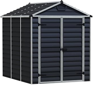 Canopia by Palram Gerätehaus Garten Skylight 6x8 Geräteschuppen Metall 185 x 229cm Midnight Grey Polycarbonatplatten rostbeständig UV-Schutz