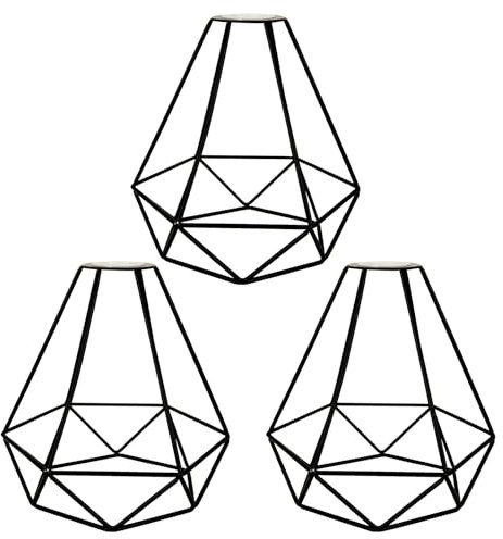WOPPLXY 3 PCS Metal Lamp Shades - Black Light Shade Lampshade for Ceiling - Cage Wire Black Metal Light Shade Industrial for Hallway, Kitchen, Dinning Room
