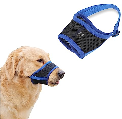 KOBOKO Maulkorb Hund, Atmungsaktiv Maulkorb für Hunde, Maulkorb Mittlere Hunde, Anti Bite, Anti-Barking, Maulkörbe für Hunde, Maulkorb kleine Hunde, Maulkorb Hund, Giftköderschutz Hund（M, Blau）