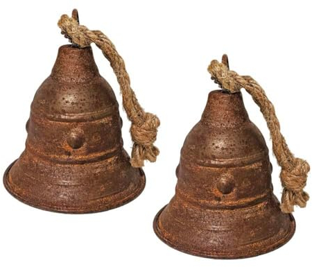 zeitzone Glocken-Set Zink Rostig Weihnachtsglocke 2 Stück Landhaus Weihnachtsdeko