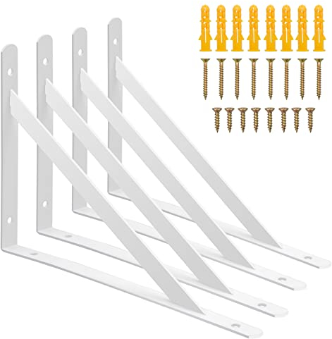 4 soportes para estante triangular, soportes para estantes de pared triangulares, soporte para mesa de pared de 90 grados ángulo recto para estantes de madera flotantes con tornillos, 250 x 160 mm