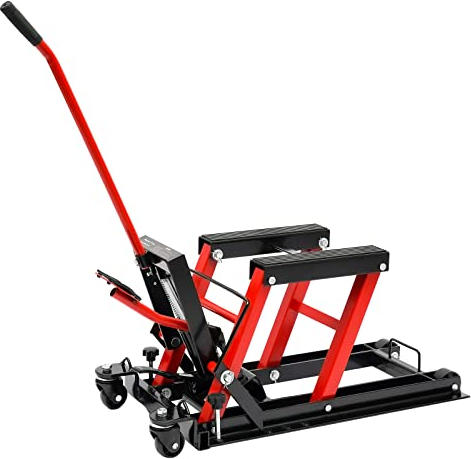 TESUGN Motorradheber 680kg Motorradhebebühne hydraulisch Montagebock Klapp Hebebühne Plattform ATV Quad Montageständer Motorradhebebühne (Rot)