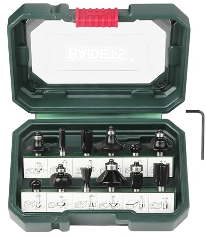 BAIDETS Pro 12tlg. Fräser Set für Holz - Hartmetall Fräsersatz, Zubehör Oberfräsen mit 8mm Schaft.