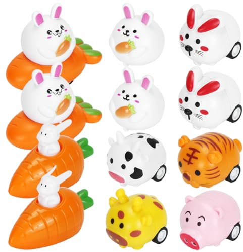12 pièces Lapins à remonter avec carotte, Lapins de Pâques comme cadeau de bienvenue, Cadeau de Pâques enfants Jouet à remonter, voiture jouet ascenseur Lapins roulants, idéal pour garçons filles