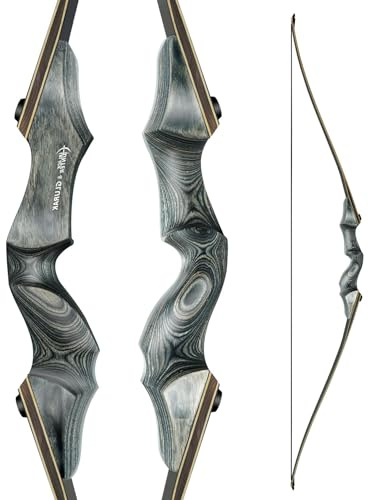 Black Hunter Takedown Longbow, GLURAK 60 Wooden Archery Bow Hunting Bow - Left Hand Bow for Beginner Training Practice, 30lb