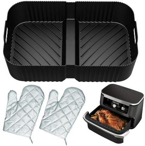 Getyjoe Accessoires de Friteuse à Air Chaud 10.4 L Moule Accessoires pour Air Fryer Réutilisable Airfryer Plat Panier Silicone Moule Silicone Accessoires Air Fryer pour Friteuse pour Ninja AF500EU