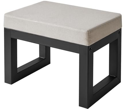 IBUYKE Small Foot Stool with Padded Seat, Pouffe Stool Change Shoe Footrest, Ottoman Footrest Extra Seating for Entryway for Living Room Bedroom, Gray WBD001G-X