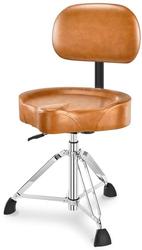 UPELLA Pro Schlagzeughocker mit Rückenlehne, robuster hydraulischer Trommel-Thron, ergonomischer Memory-Schaum-Trommelsitz, verstellbarer Trommelstuhl, rutschfeste Unterseite, Trommelsattelbank für