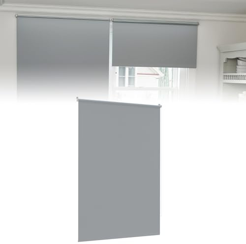 Froadp Tenda avvolgibile oscurante senza fori e con fori, Klemmfix, tenda a rullo per finestra laterale, colore grigio, 70 x 210 cm