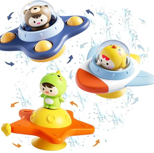 Gdbykds 3 PCS Spinner Bebe Juguetes Giratorios con Ventosa, Juguetes Bañera para Bebe, Giratorio de Ventana Juegos de baño / Juguetes de Viaje, cumpleaños de los niños