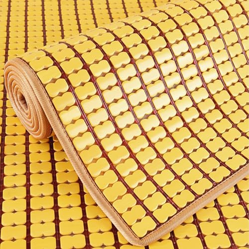 Colchoneta de bambú para Dormir de Verano con Superficie Lisa, colchoneta de bambú Mahjong Antideslizante carbonizada, colchoneta de bambú Textil de enfriamiento rápido para el hogar, nervad
