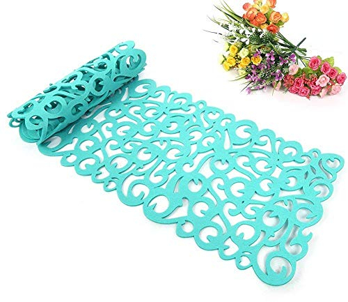ZJchao Mantel Rectangular de Fieltro, Fieltro Camino de Mesa Calado Diseño Floral Mesa Alfombrillas Mantel Table Runner para Decoración del Hogar y Decoración de Comedor 100 x30cm (Verde Claro)