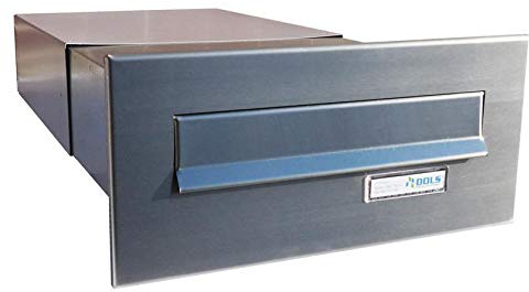 B-042 Edelstahl Mauerdurchwurf Briefkasten mit Namensschild (Tiefe: 39-62 cm) - LETTERBOX24.de