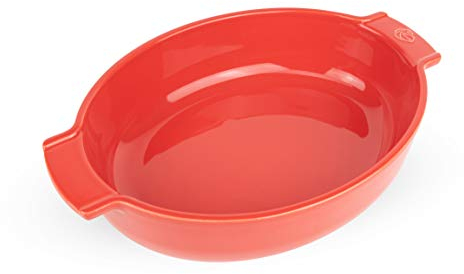 PEUGEOT - Plat Four En Céramique Ovale - 31 cm (anses comprises) x 20 cm x 6 cm - Contenance : 2,2 L - Garanti 10 Ans - Fabrication Française - Coloris Rouge