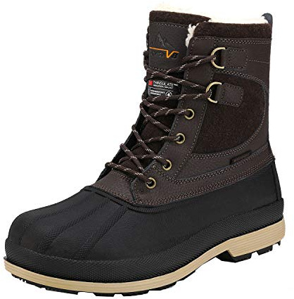NORTIV 8 Botas de Hombre Trekking de Nieve Invierno Zapatos de Senderismo con Cordones Impermeables Acolchados Pesados Oscuro/MARRÓN/Negro Avenue Talla 40EU/7.5US