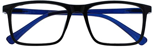 OPULIZE Ink Lessebrille Groß Rechteckig Rahmen Federscharniere Kratzfest Schwarze Blauen Bügeln Herren Damen R4-1 +1.00