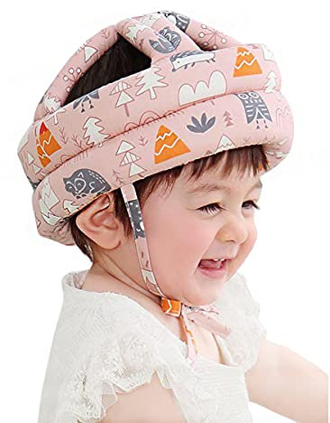 Bébé Casque de Protection Antichoc Casques de Sécurité pour Bébé Chapeau de Sécurité Domestique Tête de protection Chapeau de coton Réglable pour Enfant Sécurité à Ramper et Marcher, Rose,0-3 ans