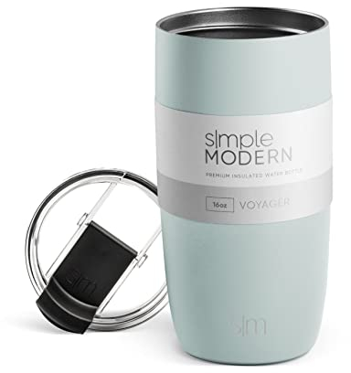 Simple Modern Tazza Termica Caffe con Coperchio a Ribalta | Tazza Viaggio Caffè Freddo Termica in Acciaio Inossidabile Isolata | Regali per Donne & Uomini | Voyager | 470ml | Sea Glass Sage