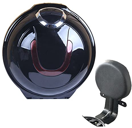 Coffre supérieur pour Scooter de Moto avec Support de Coffre et Dossier Confortable Coffre de Queue de Moto Petit adapté aux modèles avec Dossier Amovible/Noir Brillant/s Decoration