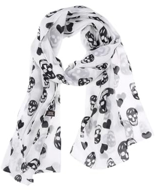 Didiseaon Écharpes Pour Femmes Châle Noir Pour Femme Foulard Noir Châle Pour Femme En Mousseline De Soie Foulard Tête De Mort Poids Léger Manquer Longue Écharpe