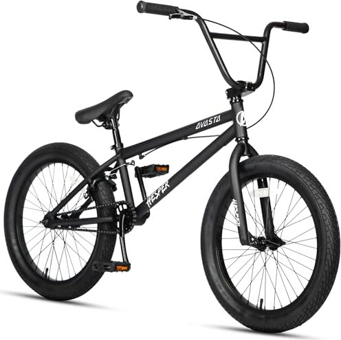 AVASTA Hesper 20 Zoll Kinderfahrrad Freestyle BMX Fahrräder für 6 7 8 9 10 11 12 13 14 Jahre alte Jungen und Anfänger,Schwarz