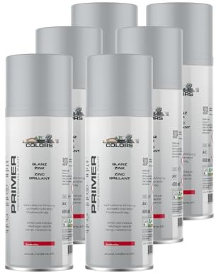 COLORS Zink-Alu Sprühlack silber 6er Set - 400ml Spraydose Glanzzink