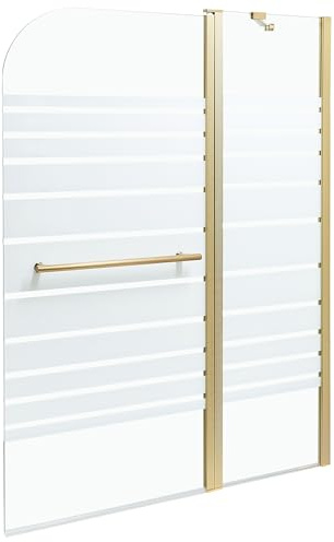 Paroi de Douche Minimaliste en Verre Trempé avec Porte 140 x 120 cm Doré Tuapi
