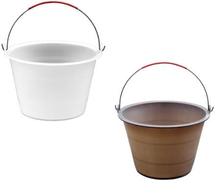 Housoutil 2 Pièces Seau en Caoutchouc Seau à Charbon Seau Galvanisé Petit Seau Ciment Doublure Seau De Stockage Godet pour Chantier Poubelle Camion Pot Seaux Plâtrage Grande Plastique Brown