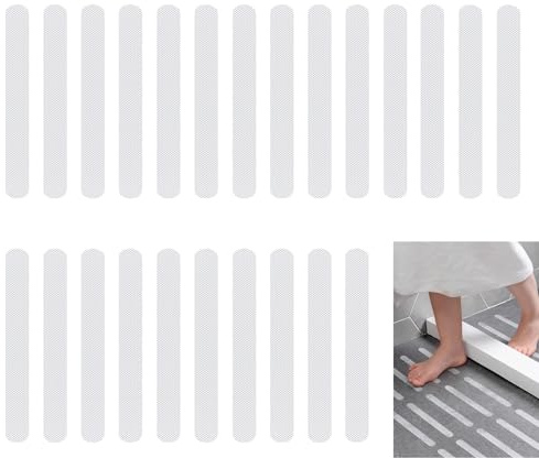 24 Pezzi Strisce Antiscivolo Doccia Trasparenti, Adesivi Antiscivolo, Adesive e Resistente per Scale, Bagno, Doccia e Vasca da Bagno, in Plastica PEVA, 2 x 38 cm, Sicurezza e Prevenzione delle Cadute