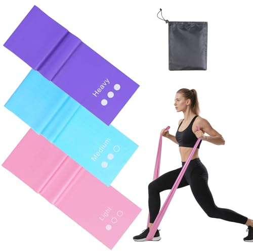 Resistance Bands Set, Fitness Exercise Band, Elastic Pilates Bands With 3 Levels, 1.5M &1.8M Long Stretch Resistance Band for Women Yoga with Carry Bag (1.8M/5.9ft)