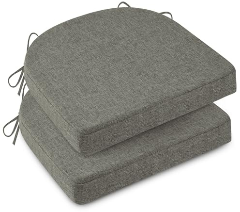 MineCozy Non-Slip kitchen Chair Cushions Set of 2 Comfy Chair Pads with Ties High-Resilience Foam Indoor kitchen Seat Cushions for Dining Room with Machine Washable Cover 45 x 45 x 5 cm Grey