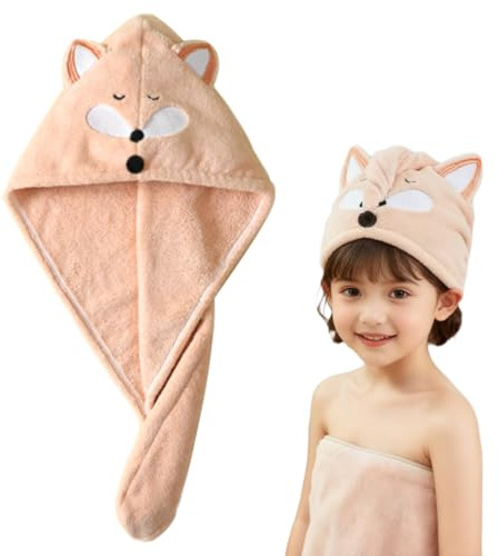 Zykra Toalla Microfibra Pelo Niños, Toalla Pelo Microfibra Anti Frizz con Botón, Secado Rápido, Absorción Rápida Suave Turbante para Secar El Cabello para Niños Niñas Todo Tipo de Cabellos