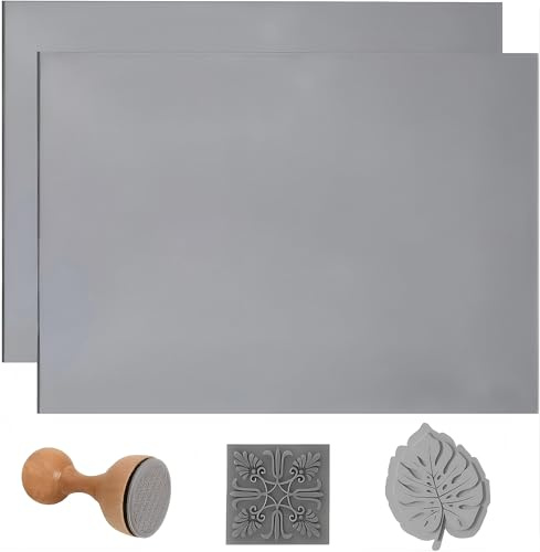 Ulluthu Goma Sello Laser A4 para Grabado | 2 Unidades de 2.3mm | Caucho para Sellos Manuales o con Máquina | Color Gris | Uso con Todo Tipo de Tinta DIY y Grabado Máquina (29.7 * 21cm)