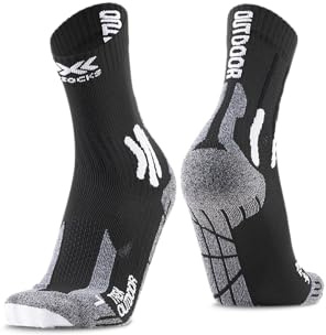 X-Socks Trek Outdoor 4.0 - Calcetines avanzados de trekking para hombre y mujer, mayor comodidad y protección para viajes largos y actividades al aire libre - Negro/Gris, 42-44