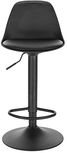 Lestarain Barhocker Tresenhocker Drehstuhl Barstuhl Stahl aus Kunststoff mit Rücklehne Höhenverstellbar, Schwarz