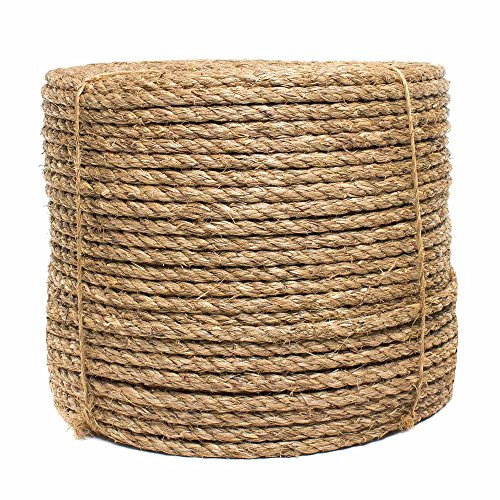 Golberg vridet manila rep – perfekt för inomhus och utomhusbruk dockningsbryggor, 3 trådar naturfiber (1/2 tum diameter, 100 fot)