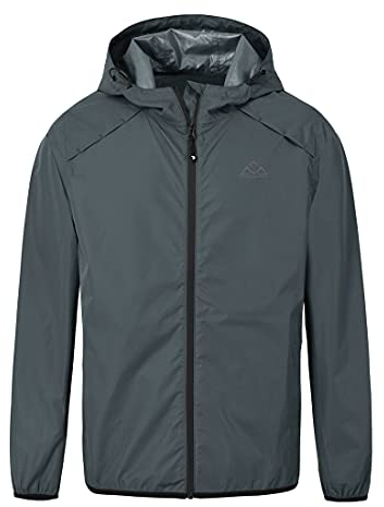 donhobo Herren Outdoorjacke wasserdichte Regenjacke Atmungsaktive Rain Freizeitjacke Regenmantel für Camping Wandern (Grau, M)