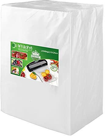 WVacFre 15x25cm(200Bags) Vacuum Sealer Bags Designed for Sous Vide Cooking and Food Storage,BPA Free Embossed Vacuum Food Sealer Bags and Compatible with All Types Sealer Machines