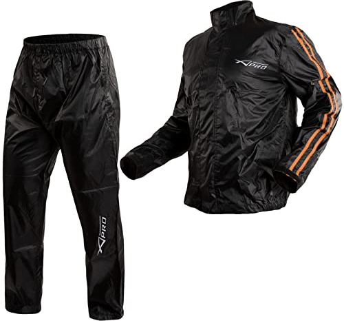 A-Pro Giacca Antipioggia Moto Pantaloni Impermeabile Alta Visibilità ARANCIONE XL